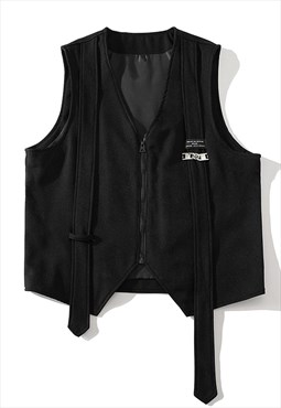 Raver vest sleeveless jacket party tank top cargo zip up top