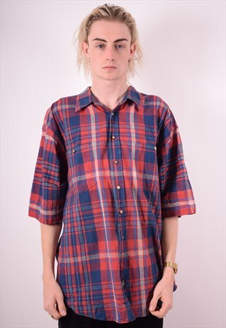 LEE MENS VINTAGE SHIRT XL RED CHECK 90S