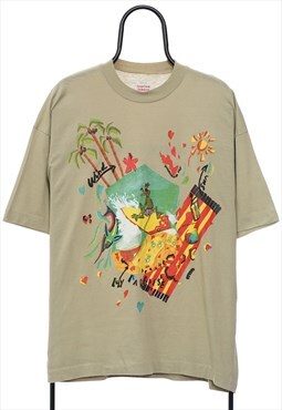 Vintage Benetton Paradise Graphic Beige TShirt Womens