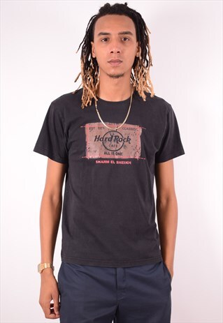 HARD ROCK CAFE MENS VINTAGE T-SHIRT TOP MEDIUM BLACK 90S