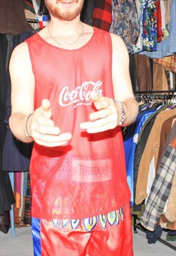 Vintage 90s rave net tank top in red