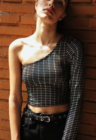ONE SHOULDER TOP - BLACK