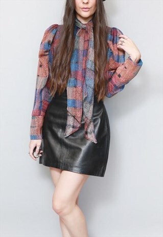 VINTAGE 1970'S RUSTY TONED PUSSY BOW BLOUSE