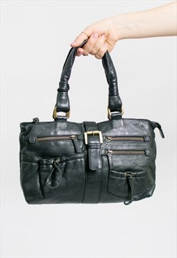 Vintage leather handbag in black
