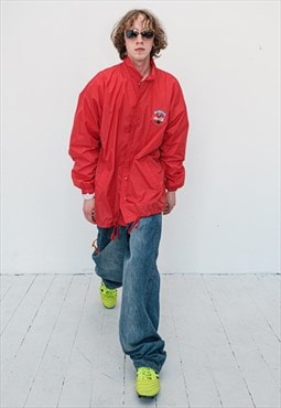 90's Vintage windbreaker track jacket in coca cola red