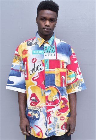 RARE VINTAGE 90S ICEBERG PRINT SHORT SLEEVE SHIRT