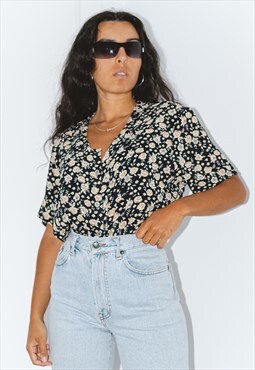 Vintage 90s Printed Blouse Patterned Floral Shirt