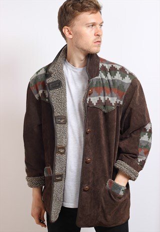 VINTAGE AZTEC FLEECE LINED JACKET