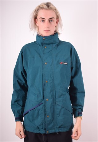 BERGHAUS MENS VINTAGE RAIN JACKET MEDIUM GREEN 90S