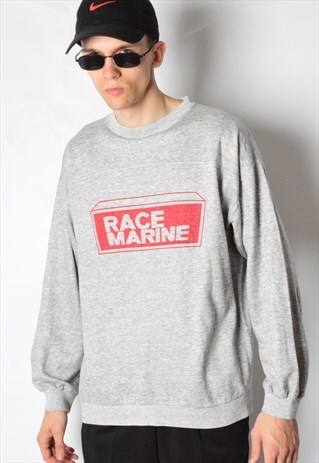 VINTAGE 90S GREY RACE SWEATSHIRT