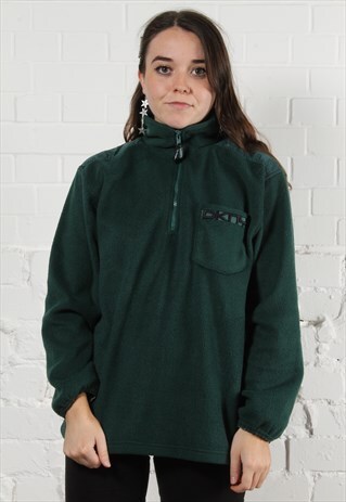 VINTAGE DKNY 1/4 ZIP FLEECE IN GREEN W/ SPELL OUT LOGO