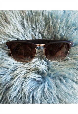 CLUB MASTER STYLE BROWN TINT SUNGLASSES UV400