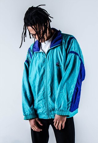 VINTAGE 90S SHELL-SUIT JACKET IN TURQUOISE
