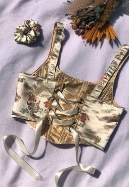 Handmade chinese dragon Gold reversible corset