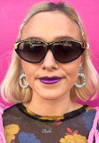 VINTAGE 80S BLACK CAT EYE WITH GOLD BROW