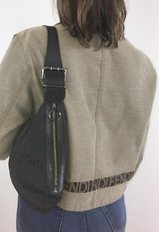 WOMENS FENDI HANDBAG BLACK ZUCCA ALL OVER MONOGRAM PRINT