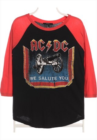 FOREVER21 90'S ACDC CREWNECK 3/4 SLEEVE T SHIRT SMALL BLACK