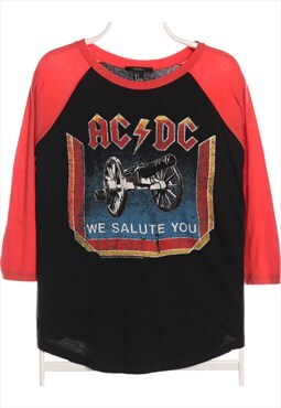 Forever21 90's ACDC Crewneck 3/4 Sleeve T Shirt Small Black