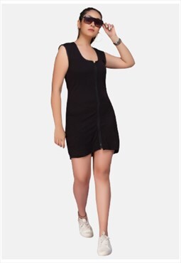 Short Black Bodycon Vest Women Mini Interlock Party Dress