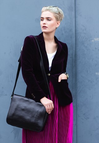 BLACK LEATHER OFFICE LAPTOP DOCUMENTS SATCHEL