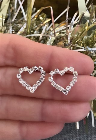 DIAMONTE HEART STUD EARRINGS