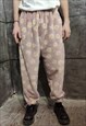 FLORAL FLEECE JOGGERS HANDMADE 70S DAISY OVERALLS IN PINK