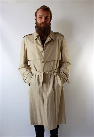 VINTAGE 80'S CLASSIC BEIGE BEIGE DUSTER COAT