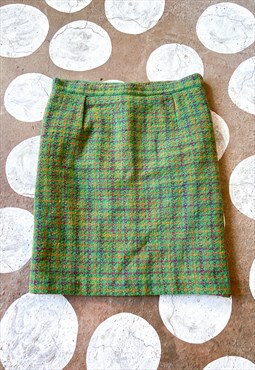 Vintage 80's Bright Houndstooth Pencil Skirt - S