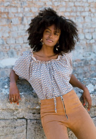 ANA COTTON TOP - BROWN