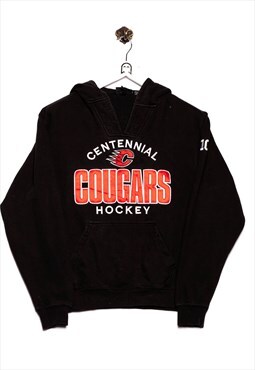 Vintage Pennant  Hoodie Centennial Cougars Hockey Stick Blac
