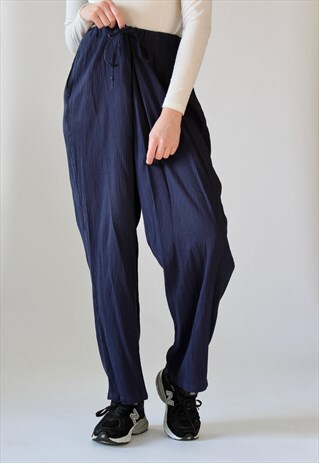 VINTAGE TEXTURED RELAXED TIE-FRONT TROUSERS