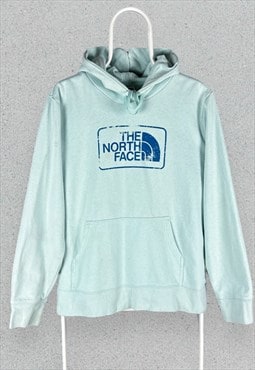 The North Face Blue Hoodie Spell Out Logo Womens Size XL