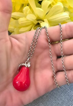 Red Pear Long Necklace