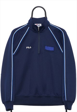 VINTAGE FILA NAVY PULLOVER TRACKSUIT JACKET MENS