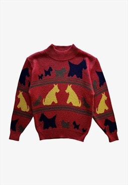 Vintage Women's Scottish Terrier Dog Turtleneck Jumper