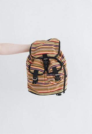 Vintage Y2k Hippie Colourful Backpack Rucksack in Stripe