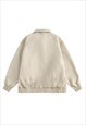 AVIATOR JACKET FAUX LEATHER SOLID PREPPY PU BOMBER IN CREAM