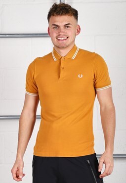 Vintage Fred Perry Polo Shirt in Mustard Short Sleeve Small