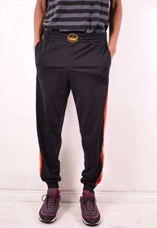 ADIDAS MENS VINTAGE TRACKSUIT TROUSERS XL BLACK 90S
