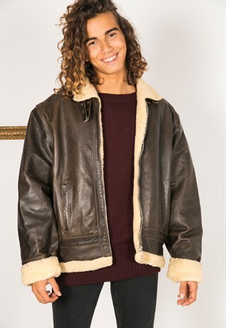 VINTAGE 80S AVIATOR LEATHER JACKET / R067