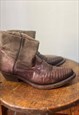 Vintage 80s Cowboy Boots booties in suede and leather