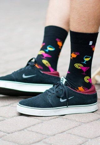 PARTY SOCKS WITH COLOURFUL DRINKS
