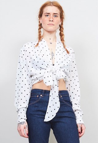 VINTAGE 80'S DESIGNER POLKA DOT BLOUSE