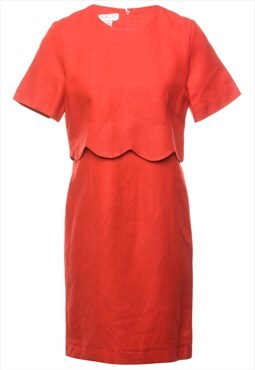 Vintage Red Scalloped Detail Dress - M