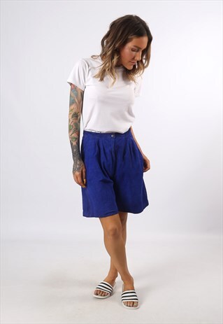 HIGH WAISTED SUEDE LEATHER SHORTS BOHEMIAN UK 10 (A7CU)