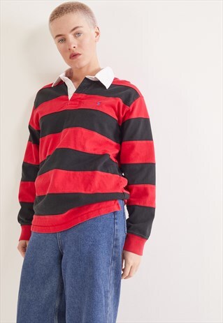 VINTAGE RALPH LAUREN LONG SLEEVE POLO TOP RED