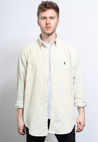 VINTAGE RALPH LAUREN CORDUROY CORD SHIRT CREAM
