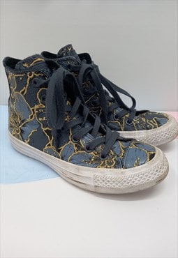 Patbo High Top Trainers Blue Floral Embroidered 