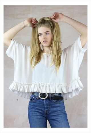 CREAM N GOLD FRILL TOP