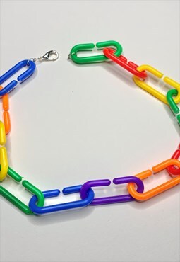 block primary colour kidcore chain link festival choker